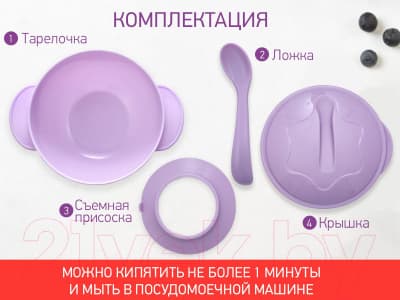 Набор посуды для кормления ROXY-KIDS Тарелка, крышка, ложка / RFD-003-V 6
