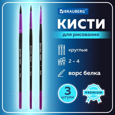 Набор кистей Brauberg Premium / 201020 9