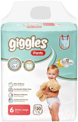 Подгузники-трусики детские Giggles Xlarge 6 Pants