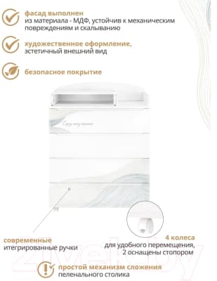 Комод пеленальный INDIGO Green Line с узким пеленальным столиком 8