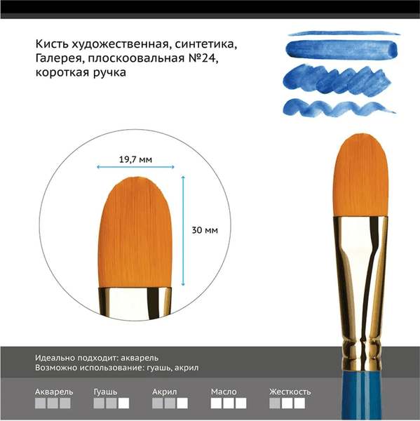 Кисть для рисования ГАММА Галерея. Синтетика №24 / 303024 2