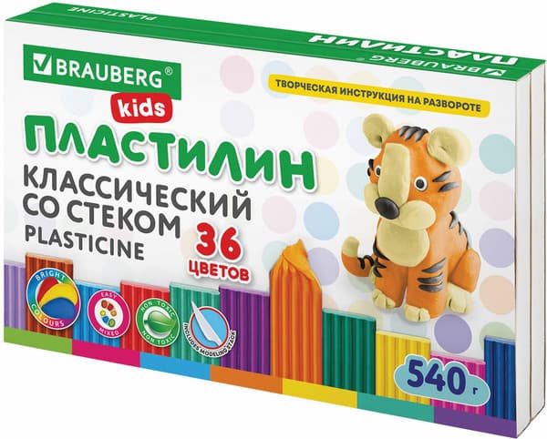 Пластилин Brauberg Kids классический / 106678