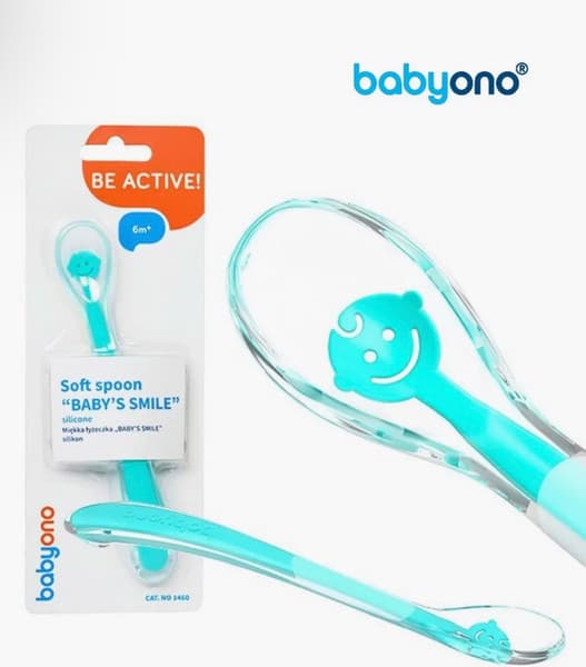 Ложка для кормления BabyOno Baby’s Smile 6м+ силиконовая / 1460/01 5