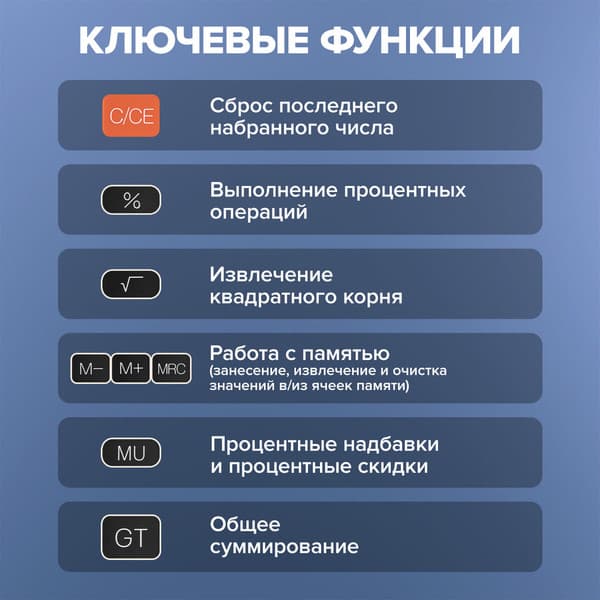 Калькулятор Brauberg DC-118-BK / 272962 8