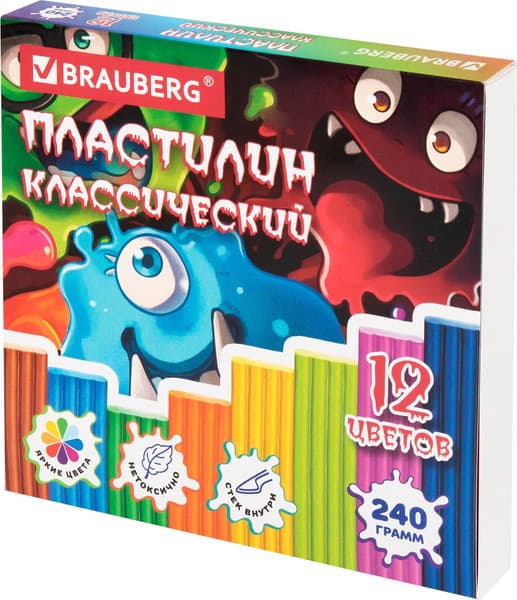 Пластилин Brauberg Классический. Монстрики / 107356