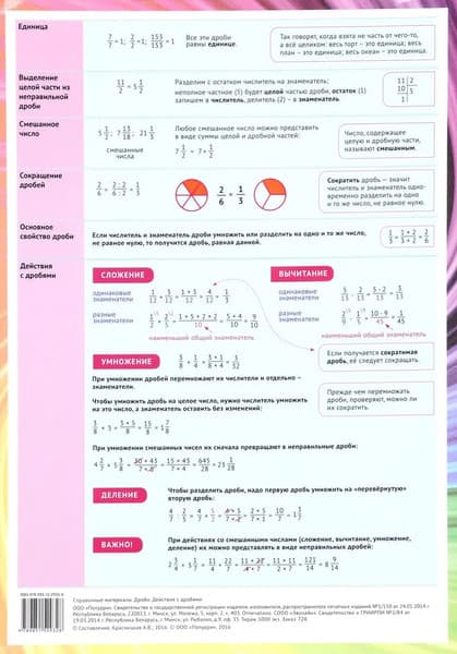 Наглядное пособие Попурри Дроби. Действия с дробями. Составление 2